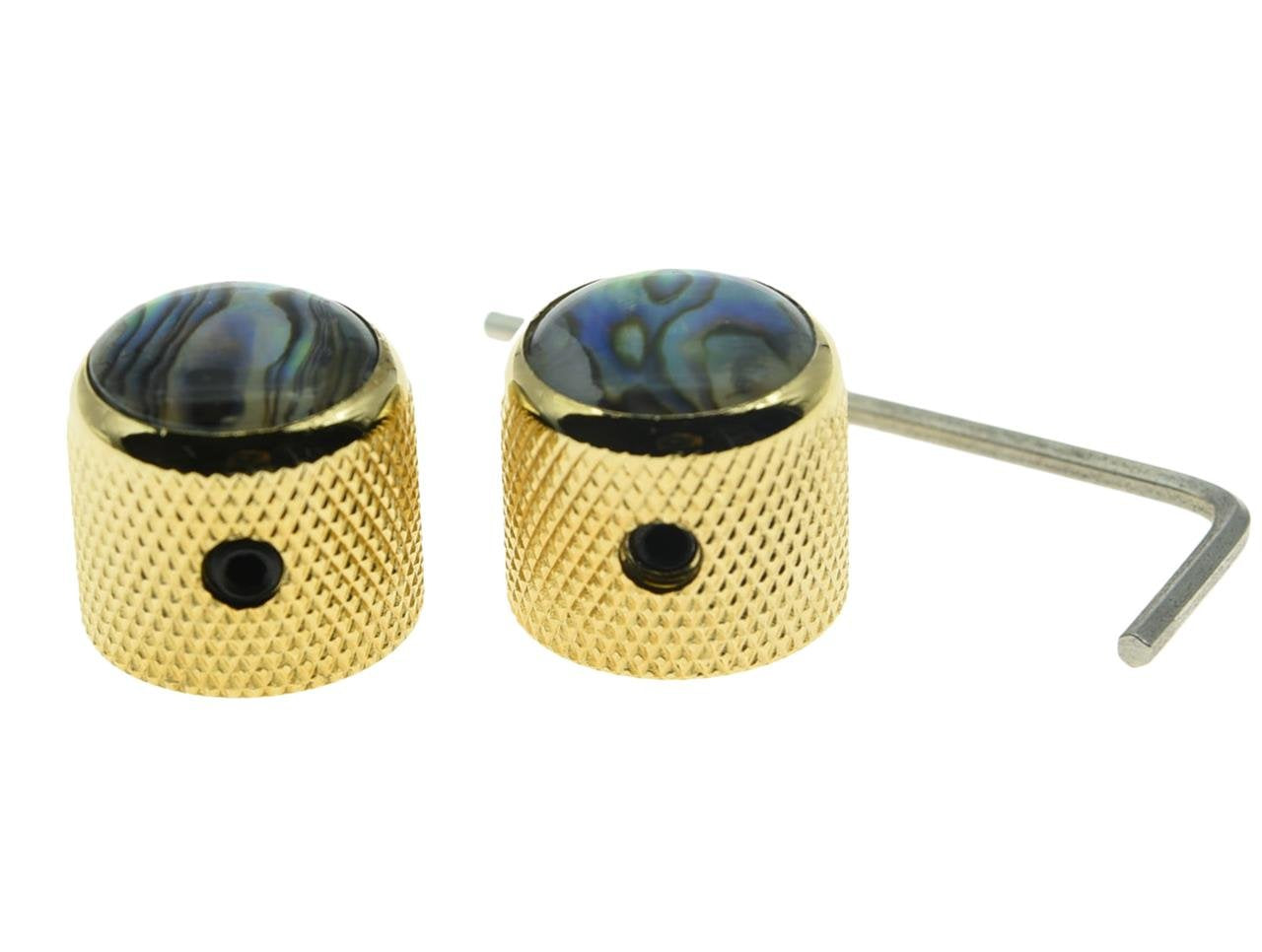 Dopro 2pcs Gold Tele Telecaster Abalone Top Guitar Dome Knobs Bass Knobs with Set Screw and Wrench